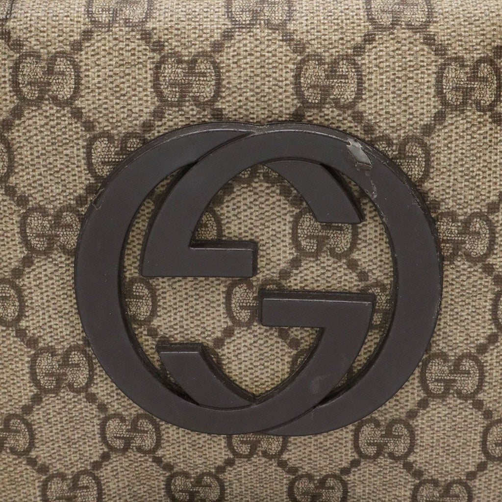 Gucci GG Supreme Interlocking Shoulder Bag 2-Way Leather Khaki Beige Dark Brown — view 4