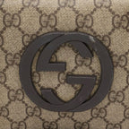Gucci GG Supreme Interlocking Shoulder Bag 2-Way Leather Khaki Beige Dark Brown — view 4