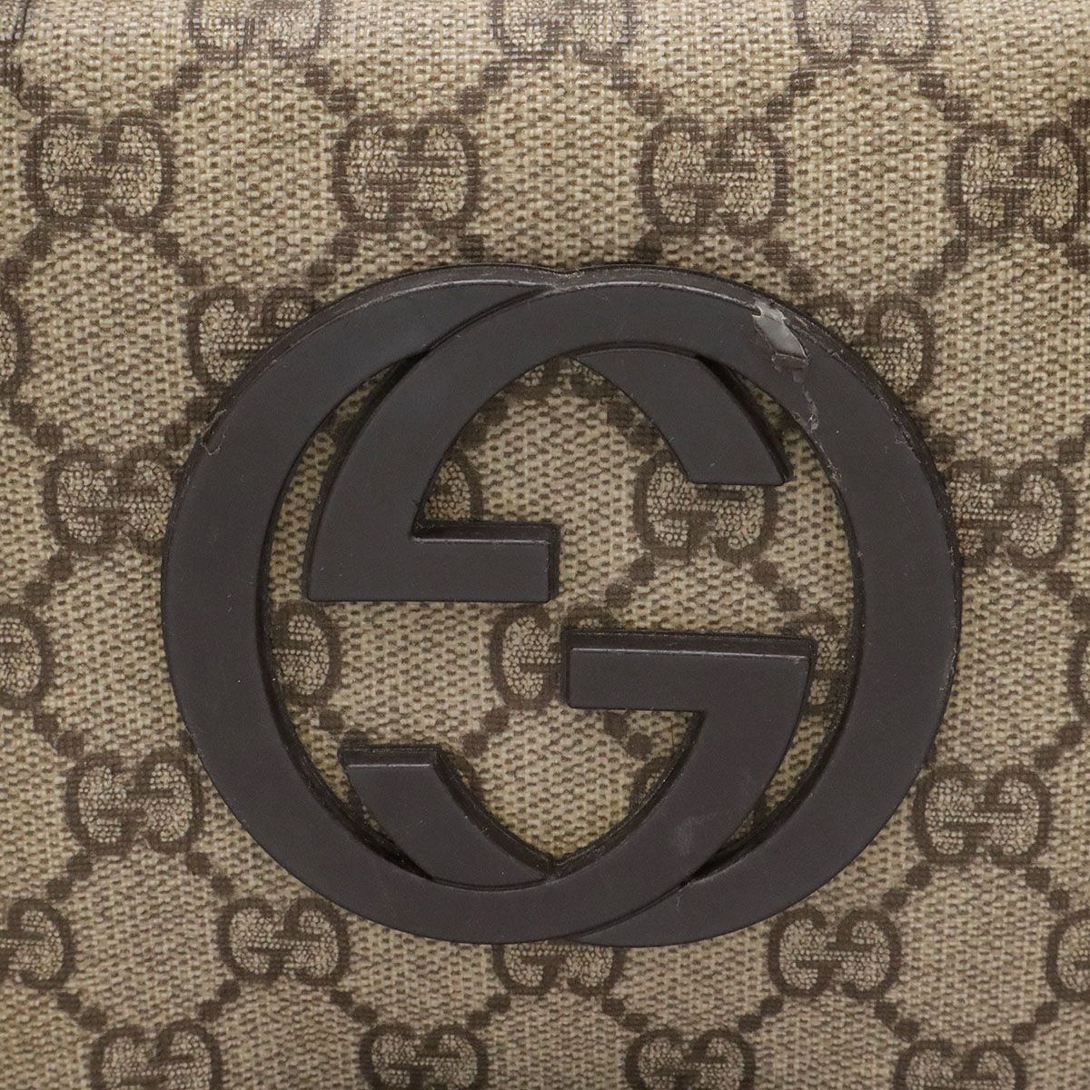 Gucci GG Supreme Interlocking Shoulder Bag 2-Way Leather Khaki Beige Dark Brown — view 4