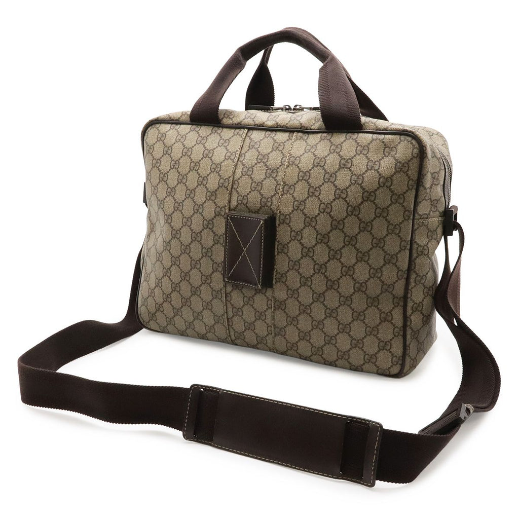 Gucci GG Supreme Interlocking Shoulder Bag 2-Way Leather Khaki Beige Dark Brown — view 2