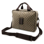 Gucci GG Supreme Interlocking Shoulder Bag 2-Way Leather Khaki Beige Dark Brown — view 2