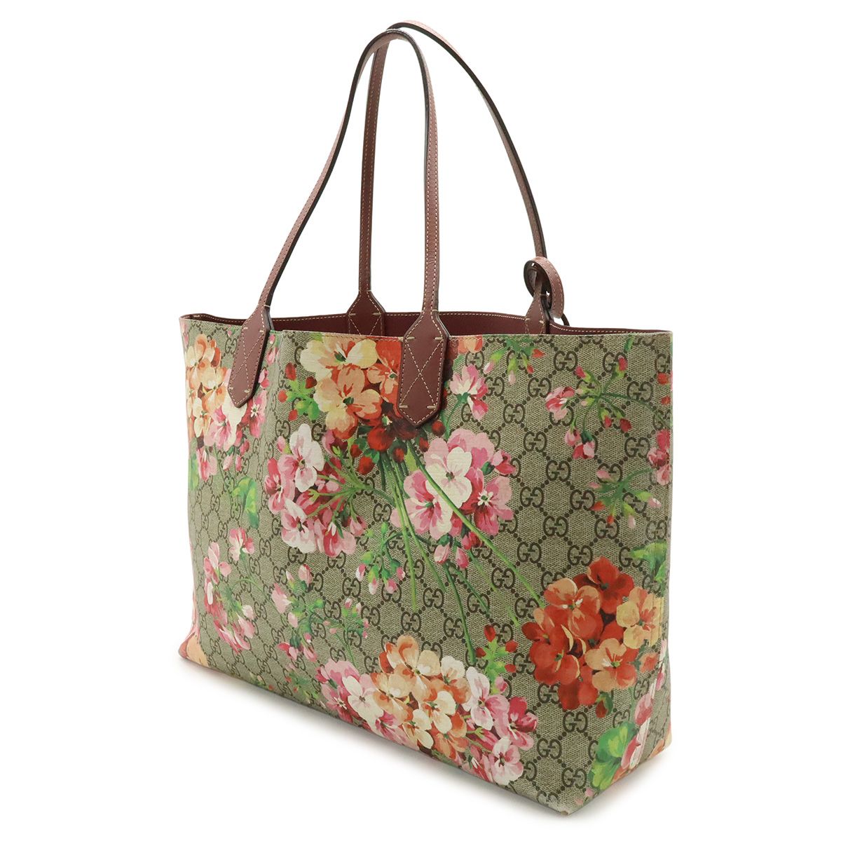 Gucci GG Blue Mus Supreme Flower Floral Pattern Reversible Tote Shoulder — view 2