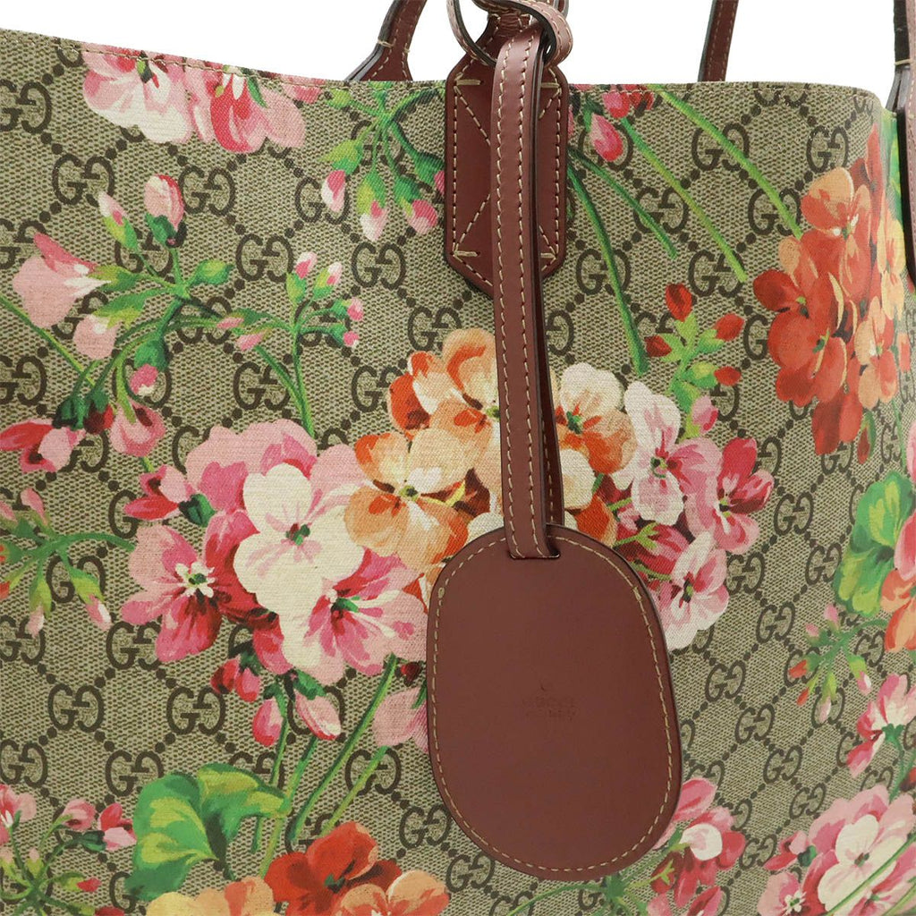 Gucci GG Blue Mus Supreme Flower Floral Pattern Reversible Tote Shoulder — view 8