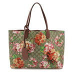 Gucci GG Blue Mus Supreme Flower Floral Pattern Reversible Tote Shoulder