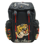 Gucci Embroidery Tiger Web Line Sherry Backpack Nylon Black
