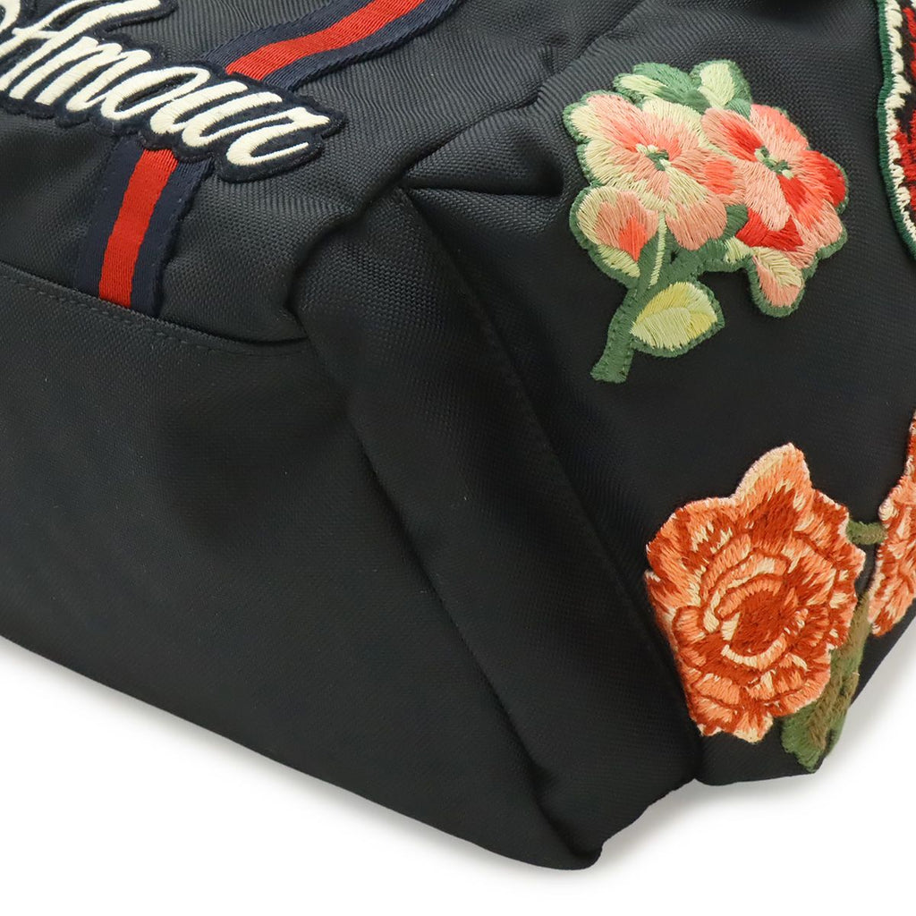 Gucci Embroidery Tiger Web Line Sherry Backpack Nylon Black — view 3