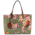 Gucci GG Blue Mus Supreme Floral Pattern Reversible Tote Shoulder Bag Leather