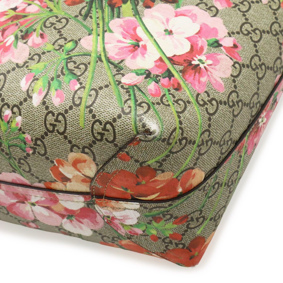 Gucci GG Blue Mus Supreme Floral Pattern Reversible Tote Shoulder Bag Leather — view 3