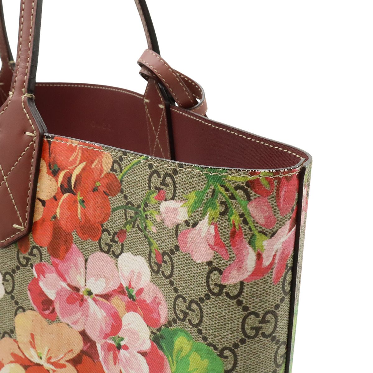 Gucci GG Blue Mus Supreme Floral Pattern Reversible Tote Shoulder Bag Leather — view 6
