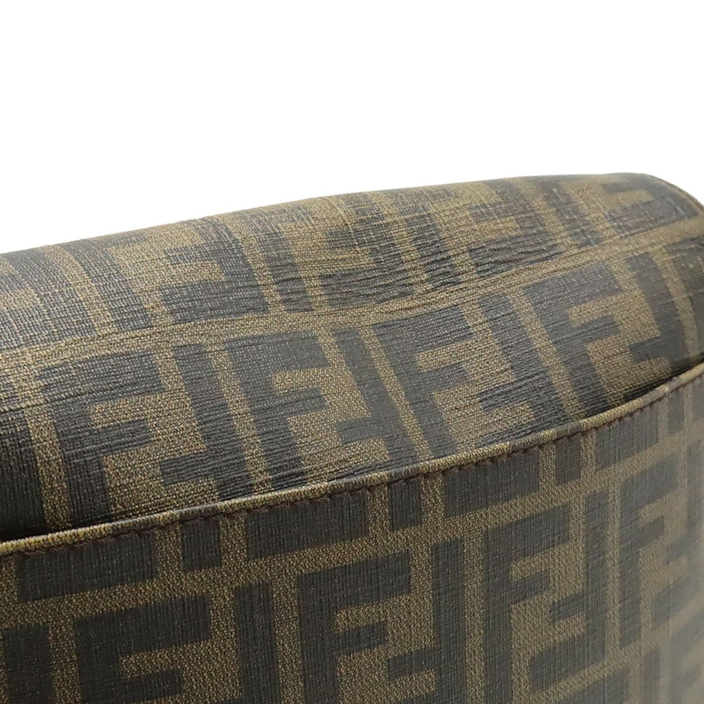 Fendi Zucca Pattern Shoulder Bag Crossbody Leather Khaki Brown Dark Silver — view 7