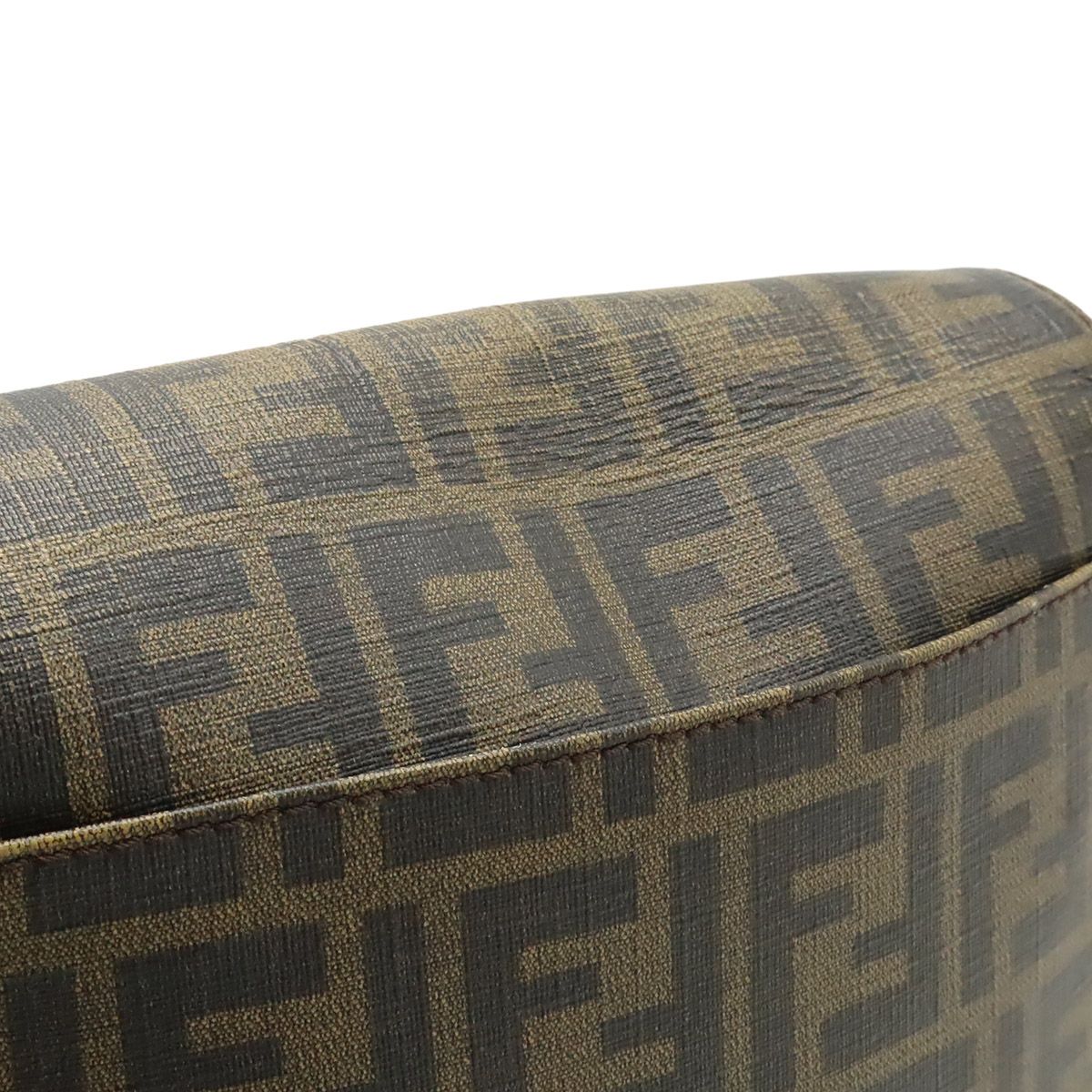 Fendi Zucca Pattern Shoulder Bag Crossbody Leather Khaki Brown Dark Silver — view 7