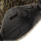 Fendi Zucca Pattern Shoulder Bag Crossbody Leather Khaki Brown Dark Silver — view 6