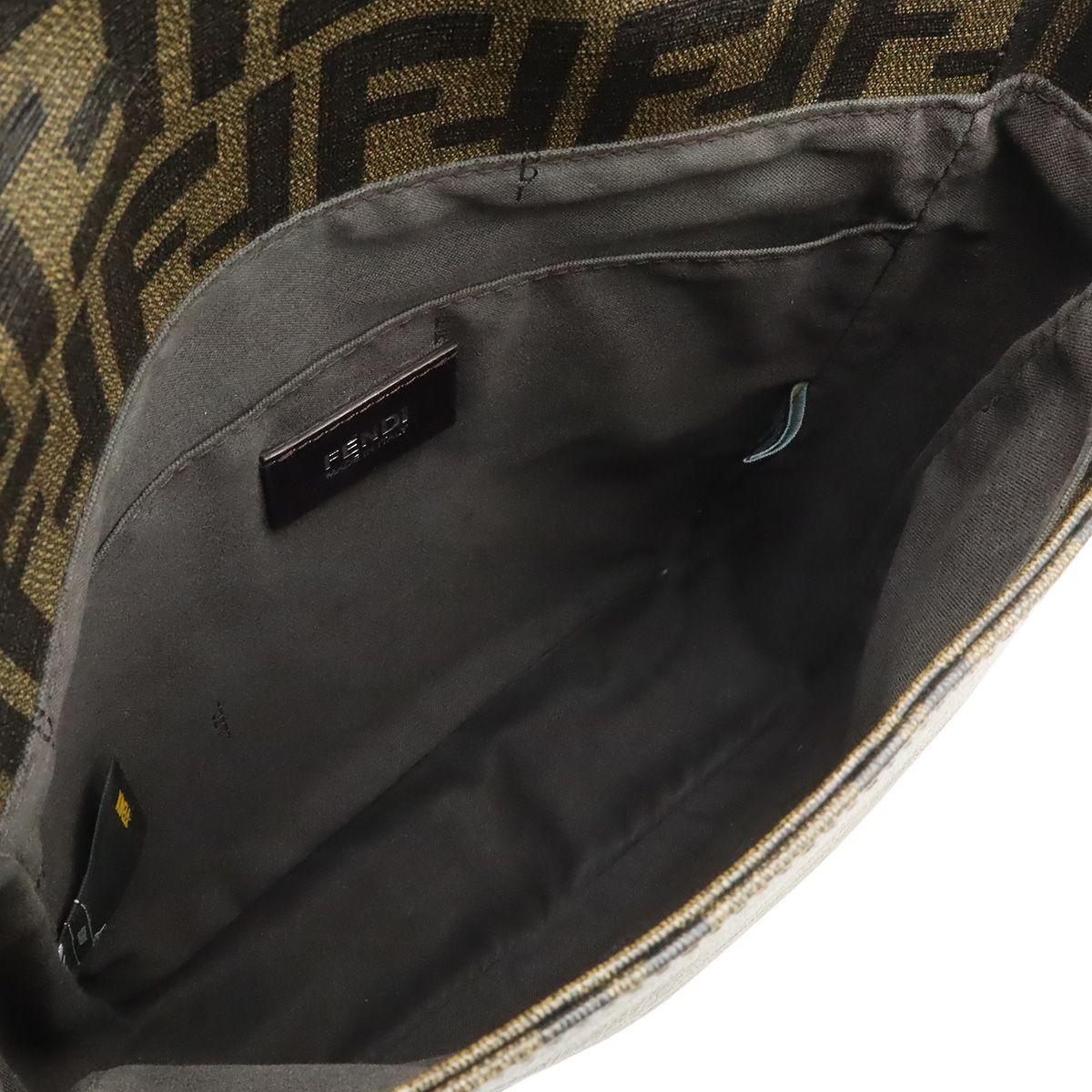 Fendi Zucca Pattern Shoulder Bag Crossbody Leather Khaki Brown Dark Silver — view 6