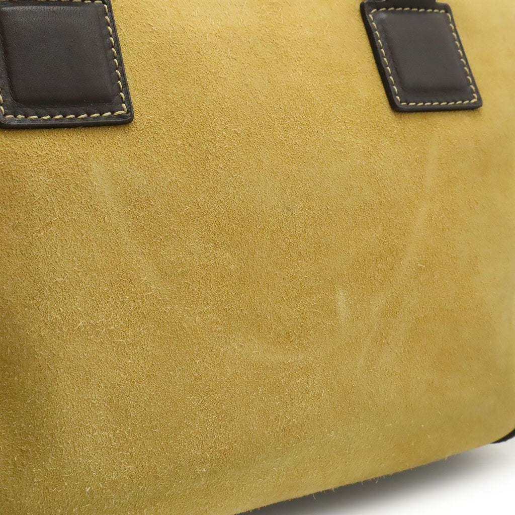 Loewe Amazona 28 Anagram Mini Boston Bag Suede Leather Beige Dark Brown Gold — view 8