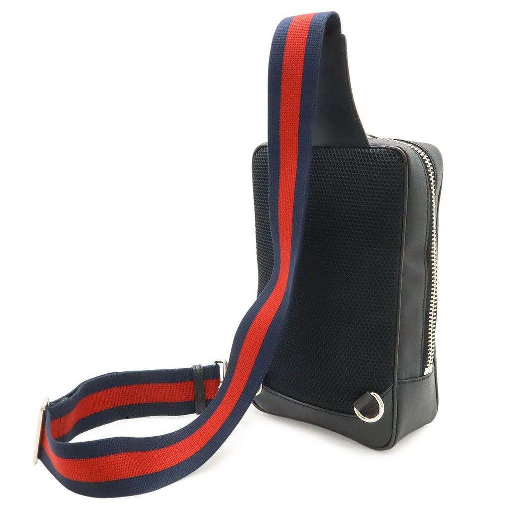 Gucci GG Supreme Web Stripe Belt Bag Leather Black Gray Silver — view 2