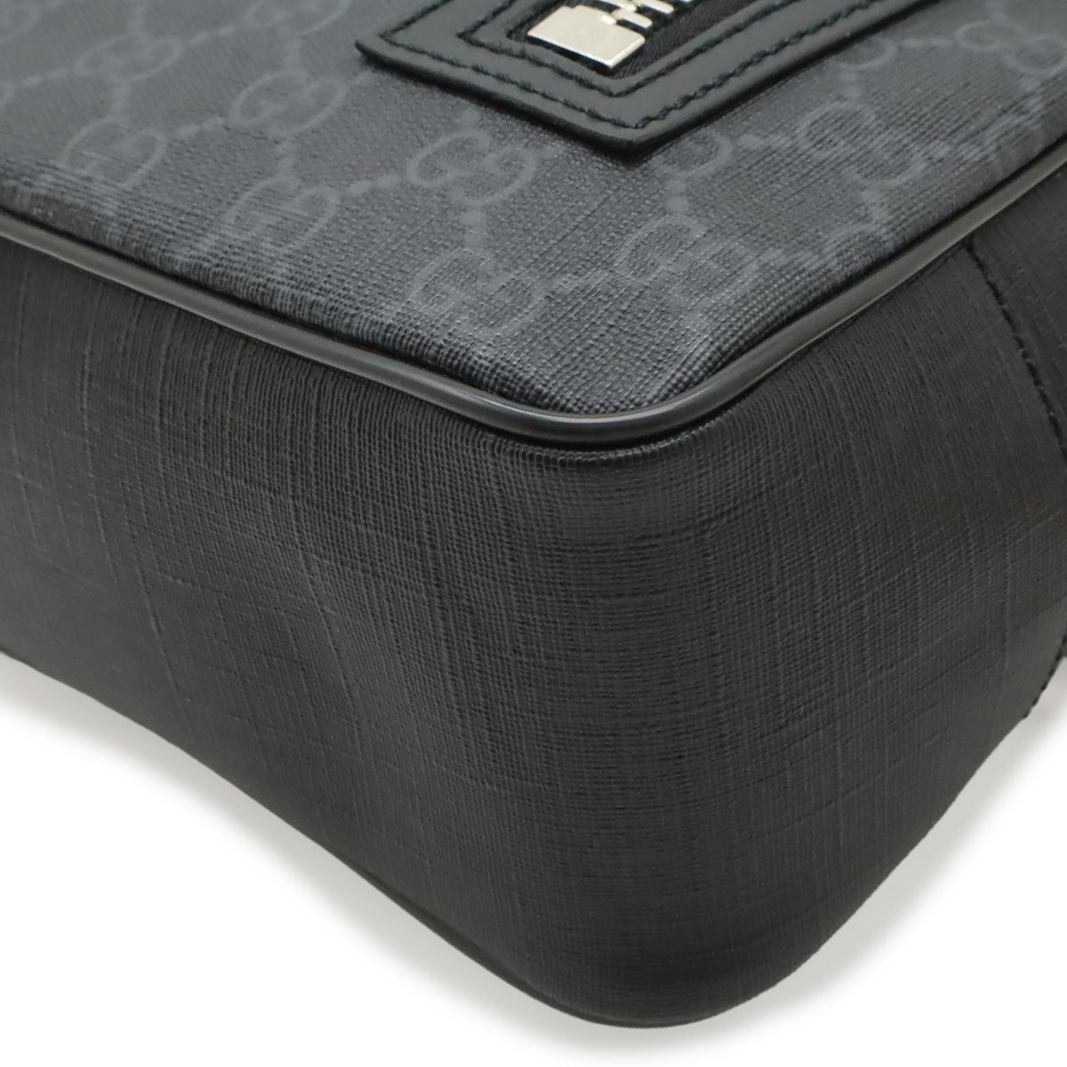 Gucci GG Supreme Web Stripe Belt Bag Leather Black Gray Silver — view 3