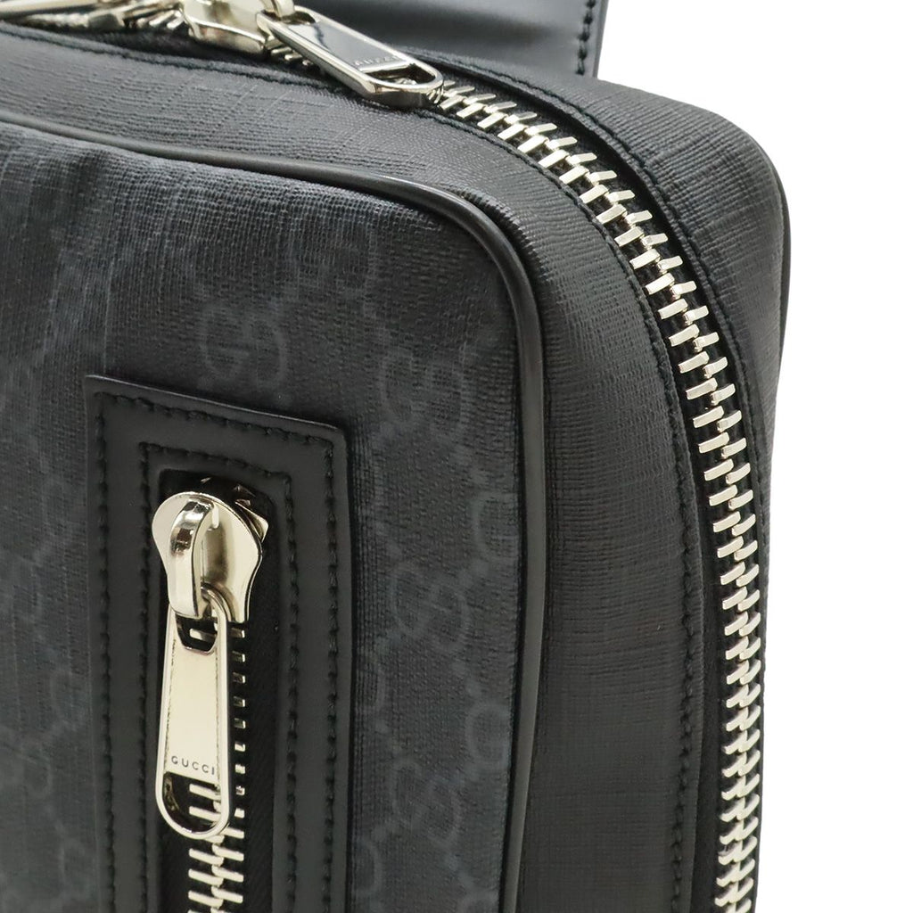Gucci GG Supreme Web Stripe Belt Bag Leather Black Gray Silver — view 6