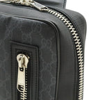 Gucci GG Supreme Web Stripe Belt Bag Leather Black Gray Silver — view 6