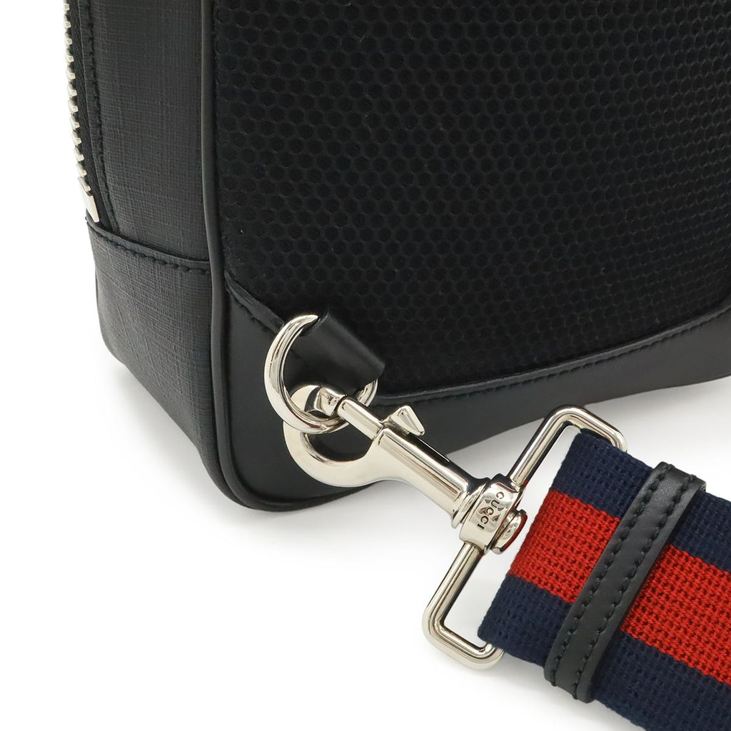 Gucci GG Supreme Web Stripe Belt Bag Leather Black Gray Silver — view 5