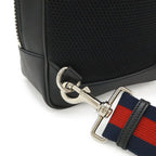 Gucci GG Supreme Web Stripe Belt Bag Leather Black Gray Silver — view 5