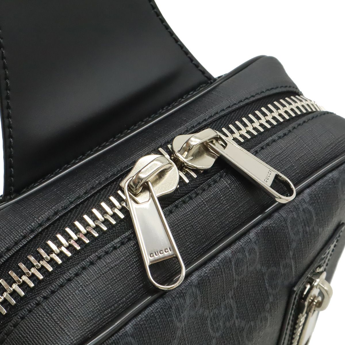 Gucci GG Supreme Web Stripe Belt Bag Leather Black Gray Silver — view 7