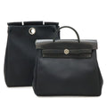 Hermes Herbag a Dos PM Backpack 2-Way Handbag Toile Officier Leather Black