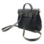 Hermes Herbag a Dos PM Backpack 2-Way Handbag Toile Officier Leather Black — view 2