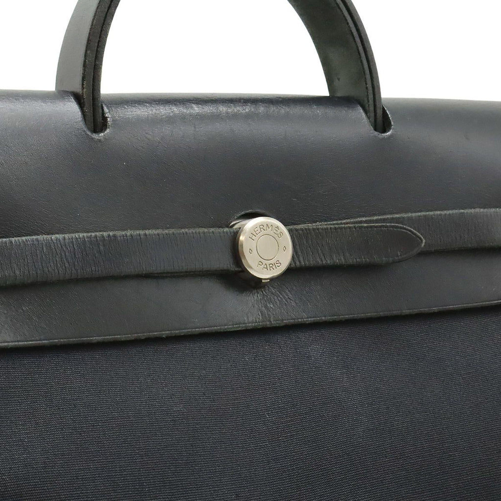 Hermes Herbag a Dos PM Backpack 2-Way Handbag Toile Officier Leather Black — view 8