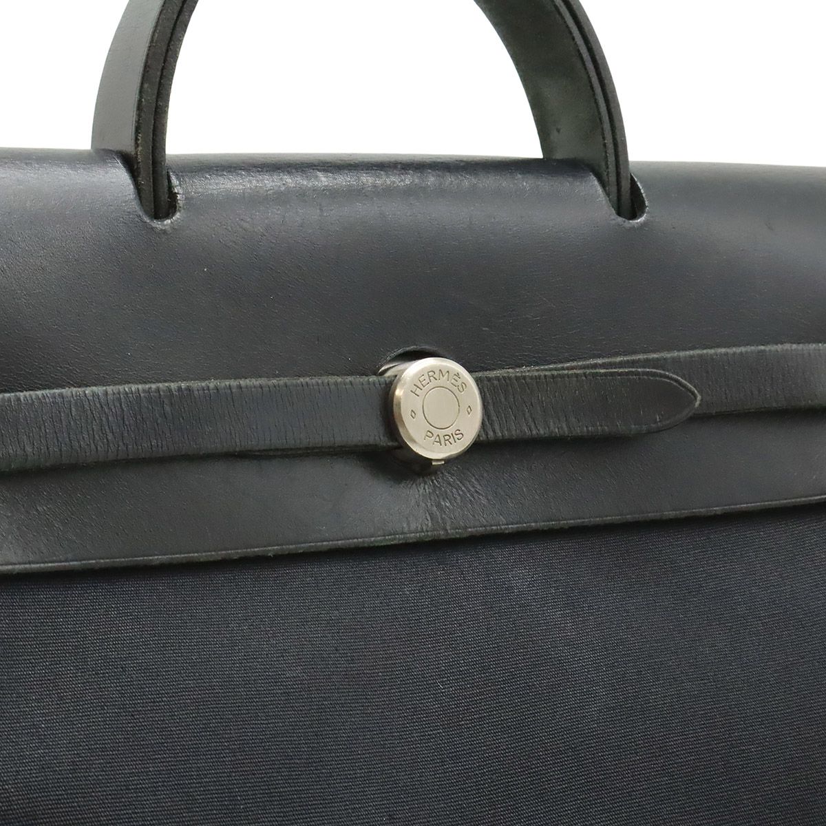 Hermes Herbag a Dos PM Backpack 2-Way Handbag Toile Officier Leather Black — view 8