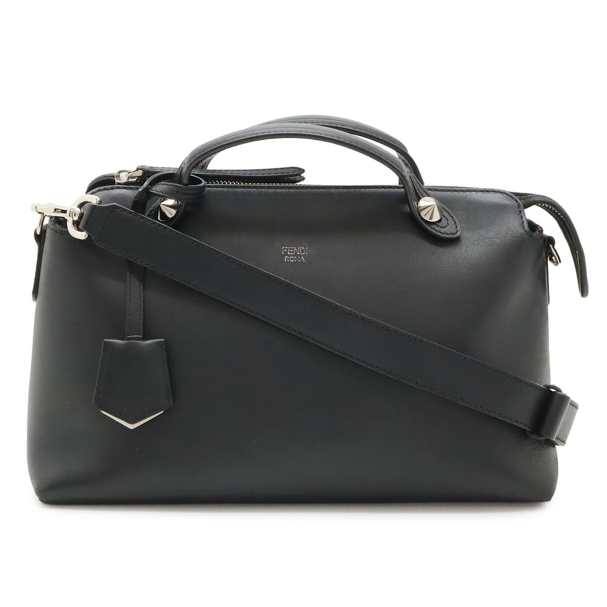 Fendi by the Way 2-Way Shoulder Bag Leather Black Silver