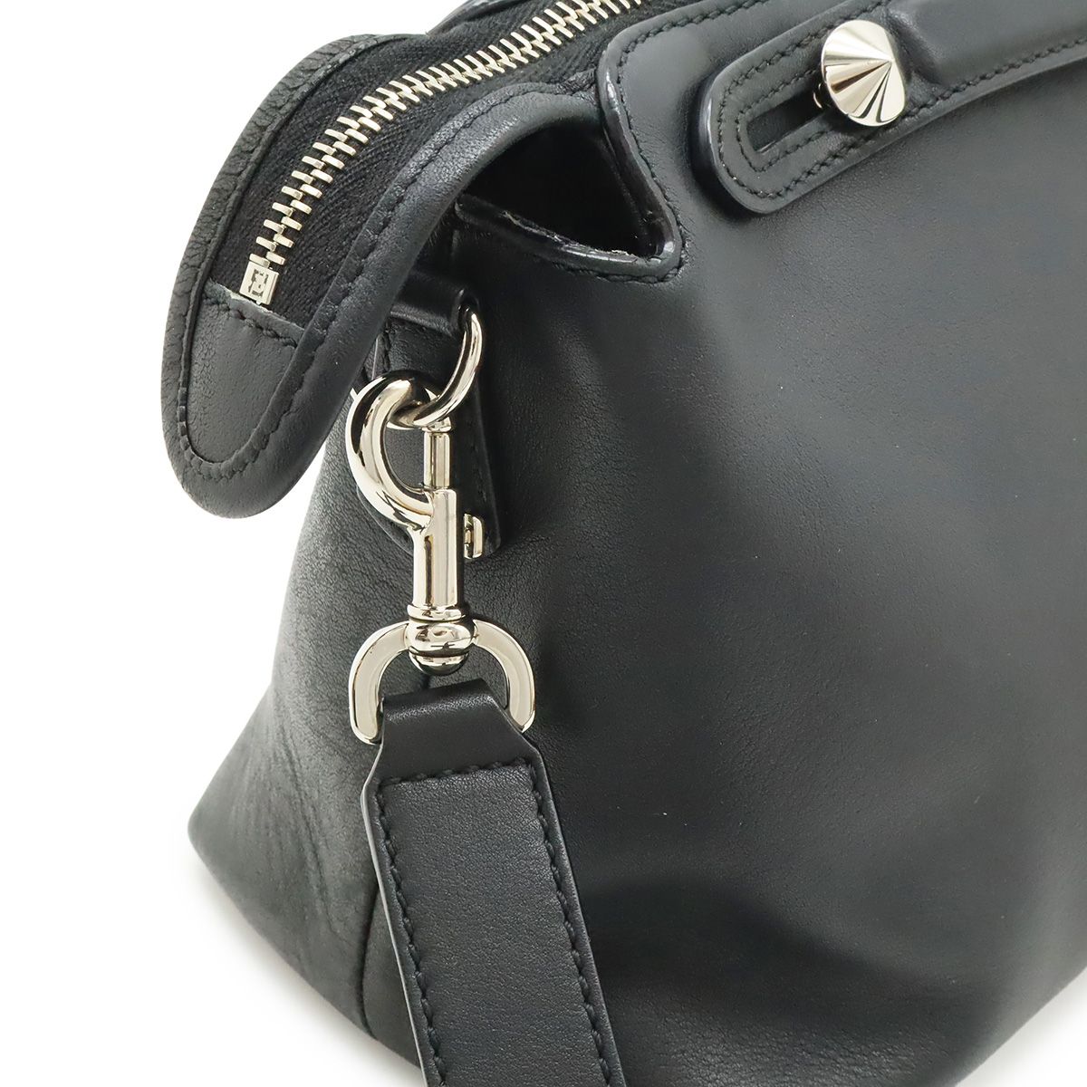 Fendi by the Way 2-Way Shoulder Bag Leather Black Silver — view 4