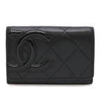 Chanel Cambon Line CC Logo Card Case Business Holder Calfskin Leather Enamel