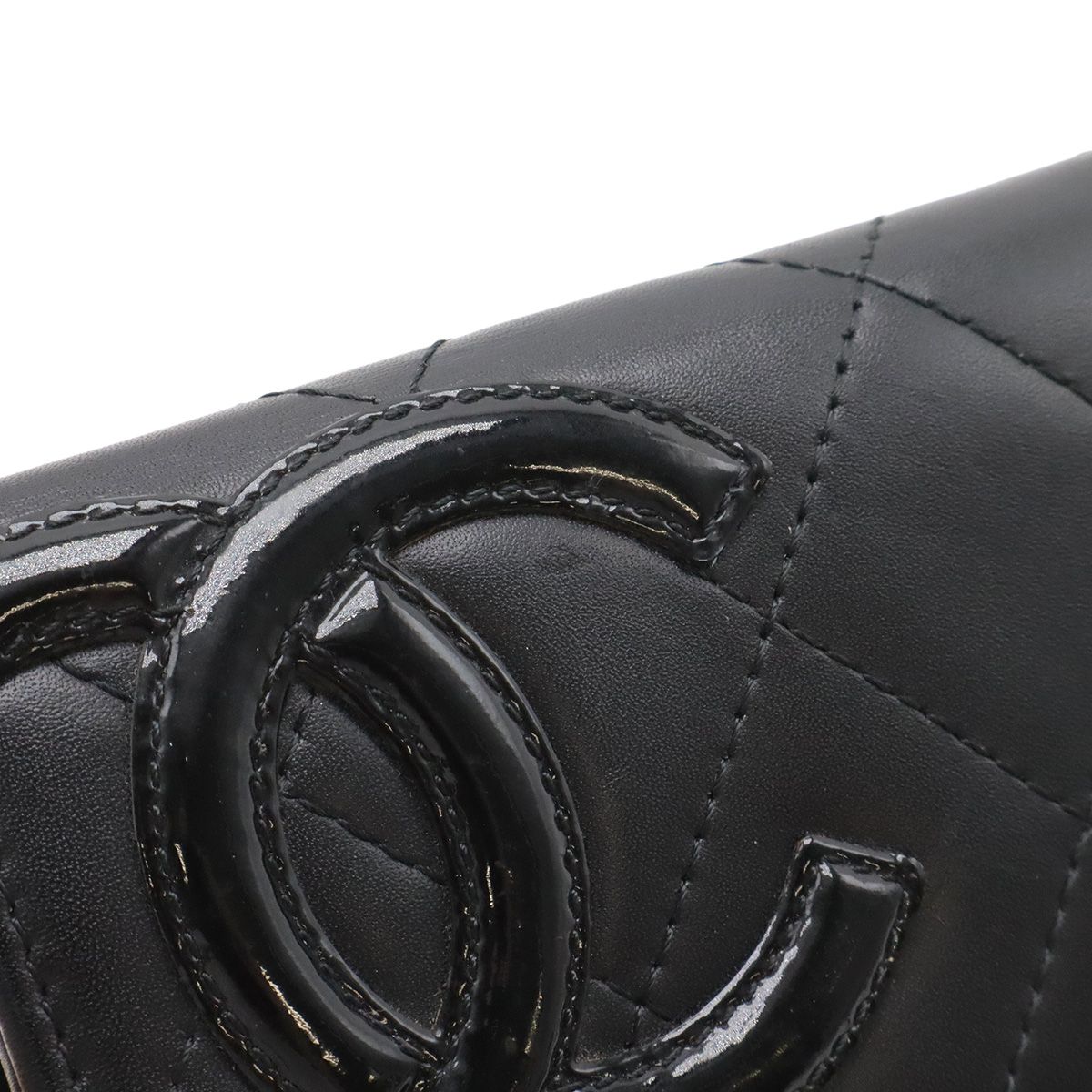 Chanel Cambon Line CC Logo Card Case Business Holder Calfskin Leather Enamel — view 5