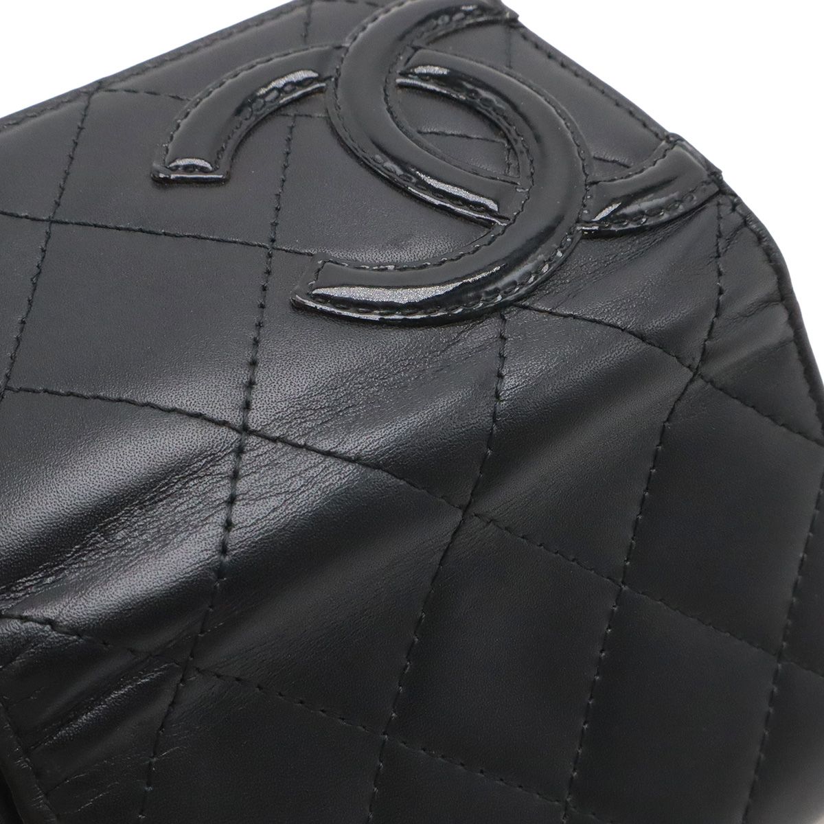 Chanel Cambon Line CC Logo Card Case Business Holder Calfskin Leather Enamel — view 6