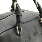 Prada Logo Vitello Daino Tote Shoulder Bag Mini Leather Nero Black Silver — view 9