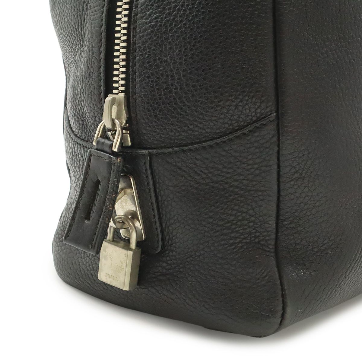 Prada Logo Vitello Daino Tote Shoulder Bag Mini Leather Nero Black Silver — view 5