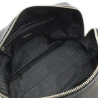 Prada Logo Vitello Daino Tote Shoulder Bag Mini Leather Nero Black Silver — view 6