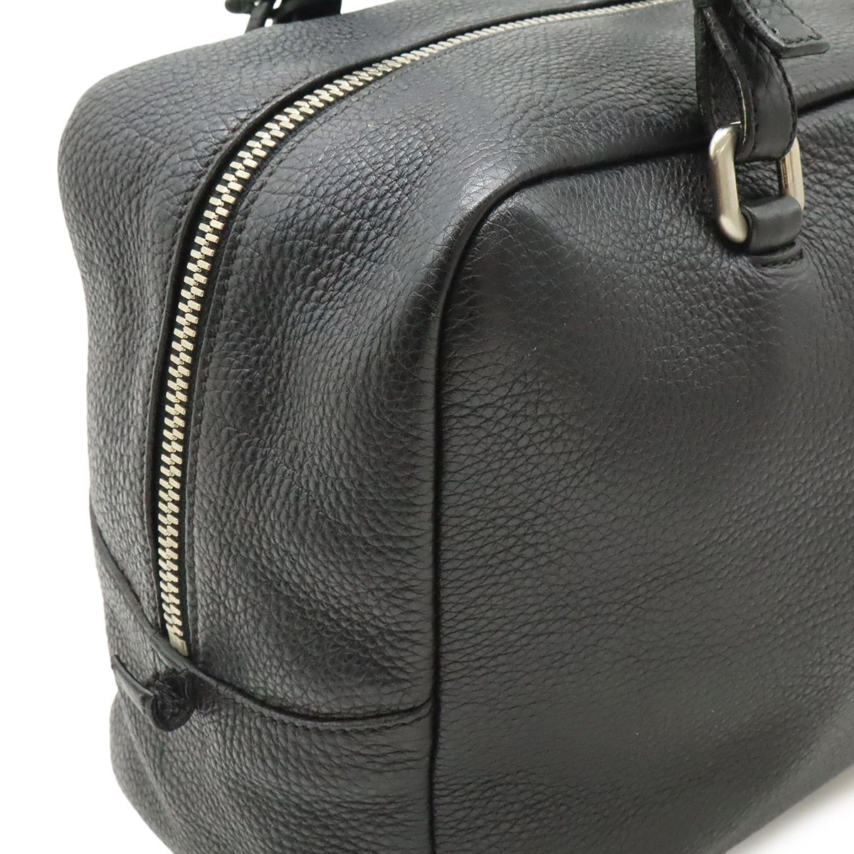 Prada Logo Vitello Daino Tote Shoulder Bag Mini Leather Nero Black Silver — view 8
