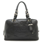 Prada Logo Vitello Daino Tote Shoulder Bag Mini Leather Nero Black Silver
