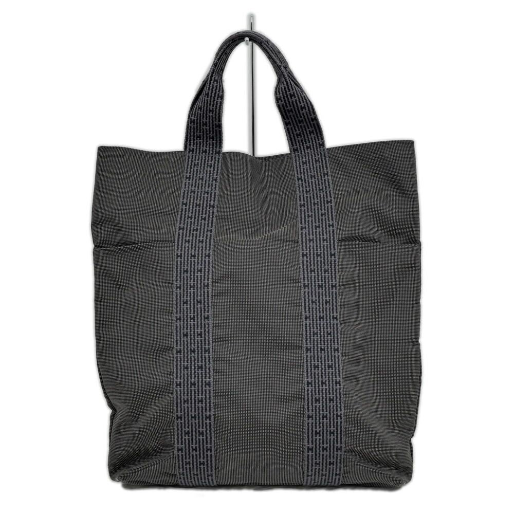 Hermes Her Line Cabas Tote Gray Canvas Silver Handbag
