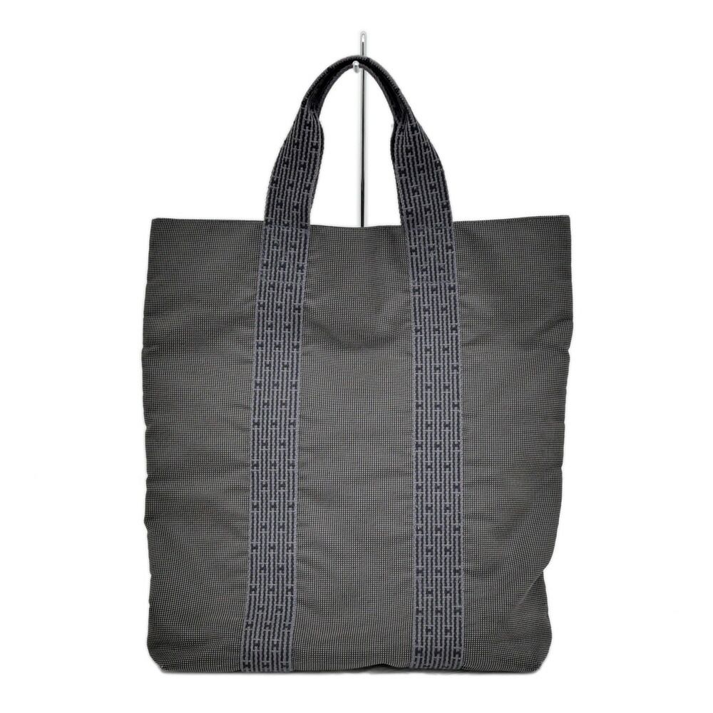 Hermes Her Line Cabas Tote Gray Canvas Silver Handbag — view 2