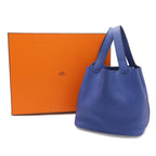 Hermes Picotin Lock MM Tote Taurillon Clemence Leather Blue Electric Silver — view 7