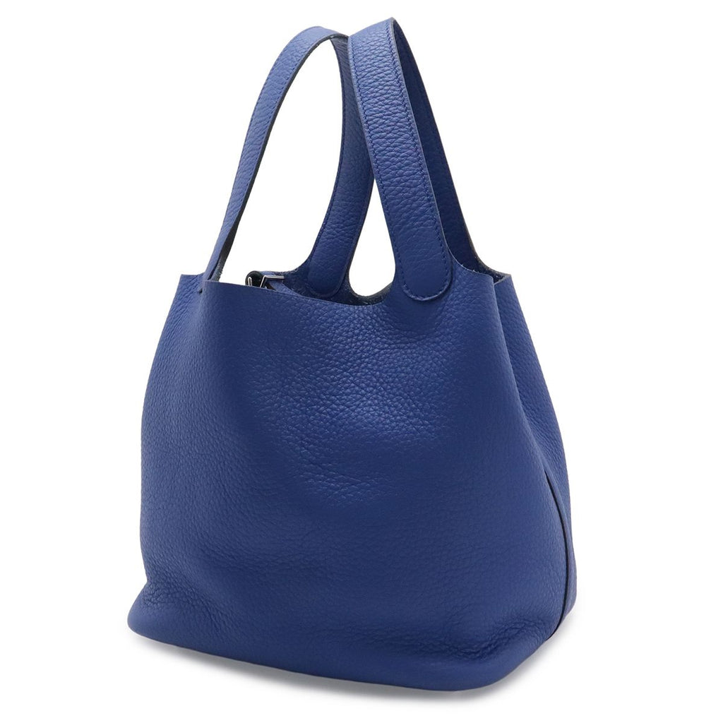 Hermes Picotin Lock MM Tote Taurillon Clemence Leather Blue Electric Silver — view 2