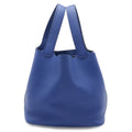 Hermes Picotin Lock MM Tote Taurillon Clemence Leather Blue Electric Silver