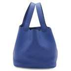 Hermes Picotin Lock MM Tote Taurillon Clemence Leather Blue Electric Silver