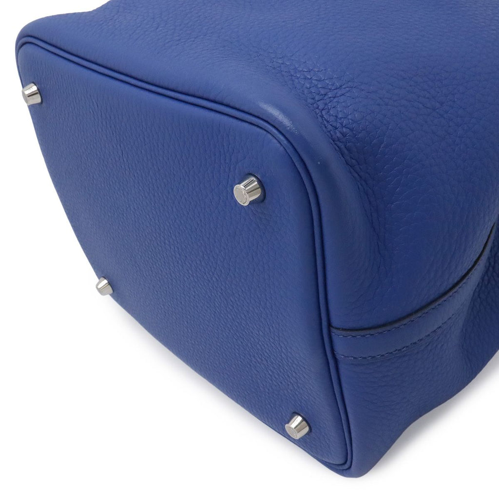Hermes Picotin Lock MM Tote Taurillon Clemence Leather Blue Electric Silver — view 3