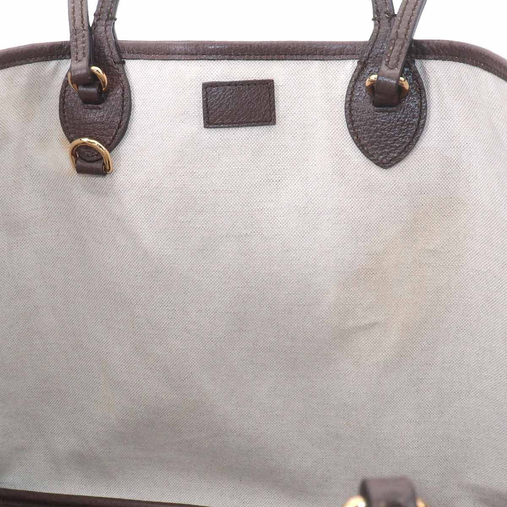 Gucci GG Supreme 2-Way Tote Shoulder Bag Leather Beige Brown Gold — view 7