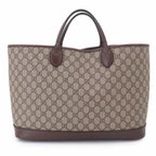 Gucci GG Supreme 2-Way Tote Shoulder Bag Leather Beige Brown Gold — view 2