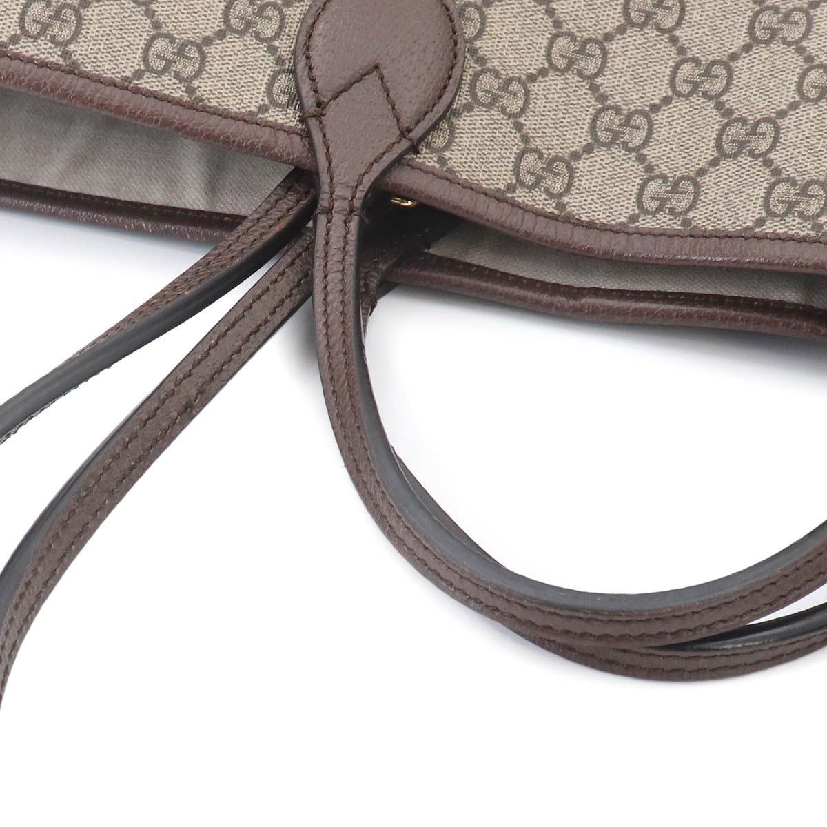 Gucci GG Supreme 2-Way Tote Shoulder Bag Leather Beige Brown Gold — view 9