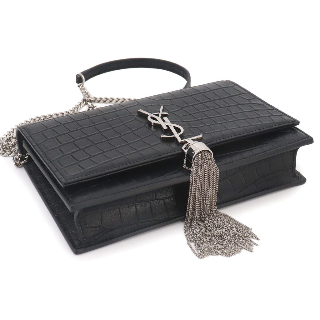 Saint Laurent Kate Chain Wallet Bifold Croco Shoulder — view 5
